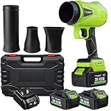 FUGERT Turbo Gebläse bis 250km/h, 21V Bürstenloser Motor, Akku Laubbläser mit 2X 4000 mAh Akku & Ladegerät, 4-Stufen Leistung, inkl. Koffer & 3 Düsen, Akku Elektro-Laubbläser für Garten & Werkstat