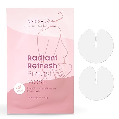 Ameda Skin Radiant Refresh Breast Mask for Stretch Marks and Relieve Engorged Breasts | Dermatologist Tested | Fragrance Free | for tightening | Vegan Friendly 2-Biocellulose Masks