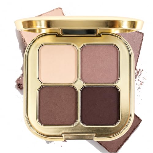 Image of Four-Colour Neutral Warm-Tone Matte Eyeshadow Palette - Portable Compact Powder for Everyday Natural Makeup, Soft Beige Taupe Brown Shades for Effortless Day to Evening Looks(#02)