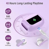 Touchscreen Bluetooth Kopfhörer, 2026 In Ear Kopfhörer Kabellos Bluetooth 5.4 mit ANC+ENC Noise Cancelling Mic, 48Std Spielzeit Tiefer Bass Earbud mit 5 EQ-Modi, IP7 Wasserdicht Ohrhörer USB-C Violett – Ansicht 5