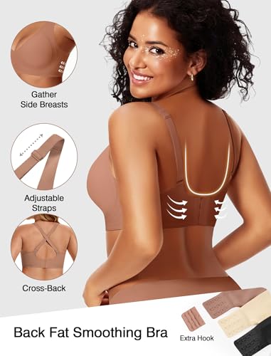 Image of Deep V Wireless Jelly Bras for Women Push Up Bralette Seamless No Underwire Support T-Shirt Comfort Plunge Full Coverage