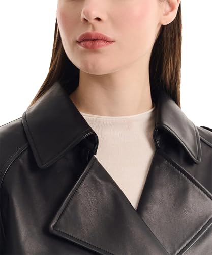 Womens Short Crop Trench Coat - Double Breasted Notched Lapel Stylish Fashion Spring Cropped Jacket for Women4