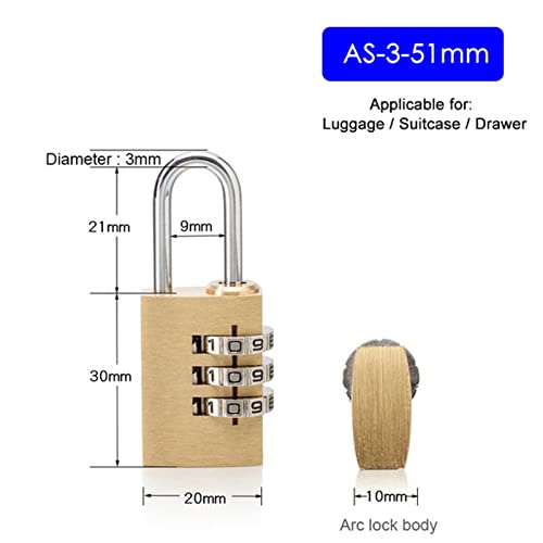 Serrure voyage en laiton massif avec cadenas à code robuste - 3