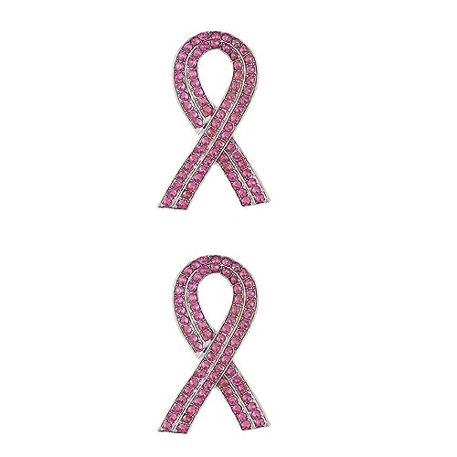 Image of Breast Cancer Awareness Pink Ribbon Rhinestone Brooch Pins, Faith Hope Love Fight Pray Lapel Pins, Pink Crystal Support Jewelry for Women