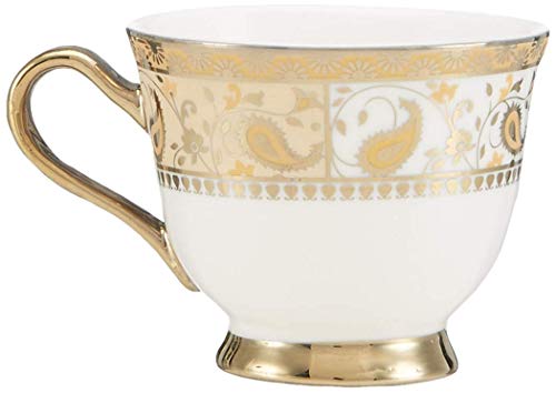 Image of Bone China Cup and Saucer Capacity - 160 ML (Color-Gold) Set of 12, 6 Cup & 6 Saucer