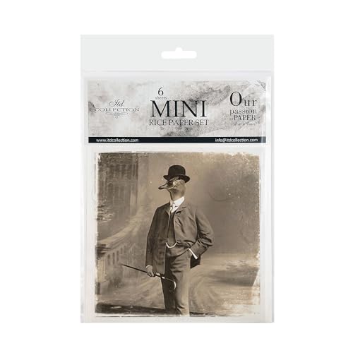 ITD Collection - Mini Reispapier Kreatives Set 14,8 x 14,8 cm (6 Blätter), Decoupage Reispapiere für Basteln, Papier zum Dekoration, Mehrfarbig (RSM033)