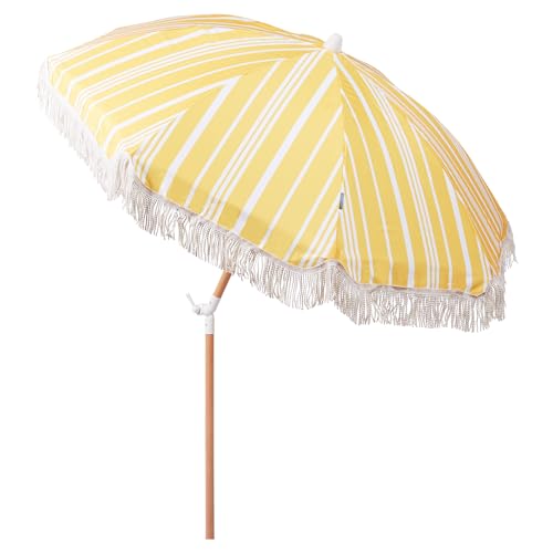 Ombrellone Giardino Tessuto Bianco Palo In Legno Faggio 150 Cm Ombrellone Esterno Rotondo Giardino Retrò Inclinabile Resistente Ai Raggi Uv - 5