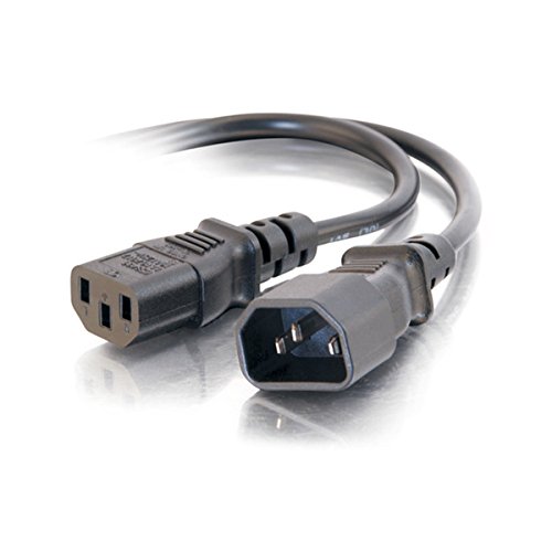 C2G 20941 18 AWG Computer Power Extension Cord - IEC320C14 to IEC320C13, TAA Compliant, Black (15 Feet, 4.57 Meters)