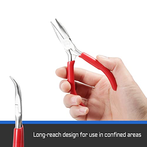 LEONTOOL 5-Inch Bent Nose Pliers Mini Bent Needle Nose Pliers Bent Long Nose Pliers Curved Chain-Nose Pliers Angled Long Needle Nose Pliers for Crafting and Repair Jewelry Making Supplies - Image 4