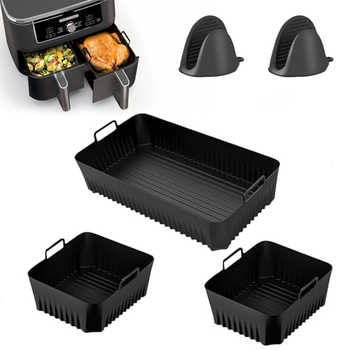 Heißluftfritteuse Zubehör 3 Stück Heißluftfritteuse Zubehör für Ninja Foodi Silikonform Airfryer Zubehör 5.2L 10.4L für AF500EU Luftfritteuse mit 2 x Silikonhandschuhe Heißluftfritteuse Zubehör 3 Stück Heißluftfritteuse Zubehör für Ninja Foodi Silikonform Airfryer Zubehör 5.2L 10.4L für AF500EU Luftfritteuse mit 2 x Silikonhandschuhe