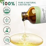 PHATOIL Organic Castor Oil 118ml, Cold Pressed & Pure - USDA Certified Organic, Hexane-Free Massage Oil for Hair Growth, Eyebrows, Eyelashes & Skin Moisturizing - Glass Bottle - Image 2