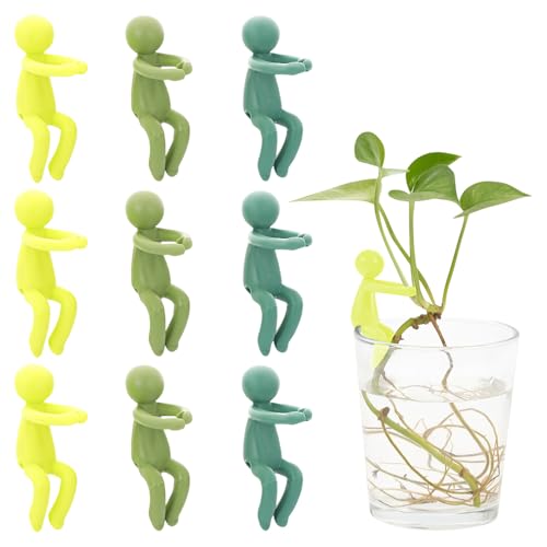 9 soportes para cortar plantas para hombres pequeños, figura divertida para cortar plantas, lindo amigo de propagación de plantas, soporte de amigos de propagación de plantas para plantas de interior,
