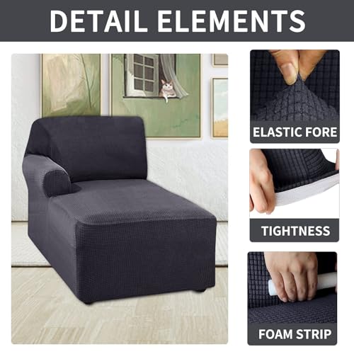 Funda elástica para sofá Chaise Lounge en Forma de L protector gris lavable izquierdo 4