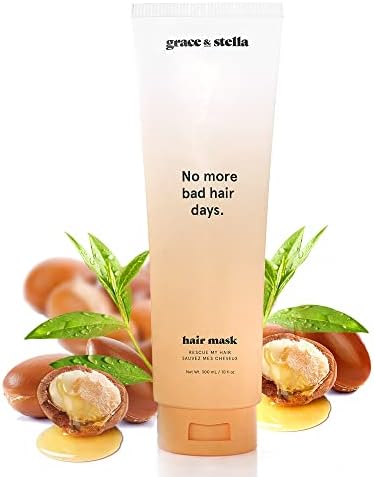 Rescue My Hair Mask - Vegan Hair Mask For Dry Damaged Hair And Growth - Straight Wavy Or Curly Hair Mask - Hydrating Argan Oil Deep Conditioner For Dry Damaged Hair - Hair Masque by grace and stella (300ml)