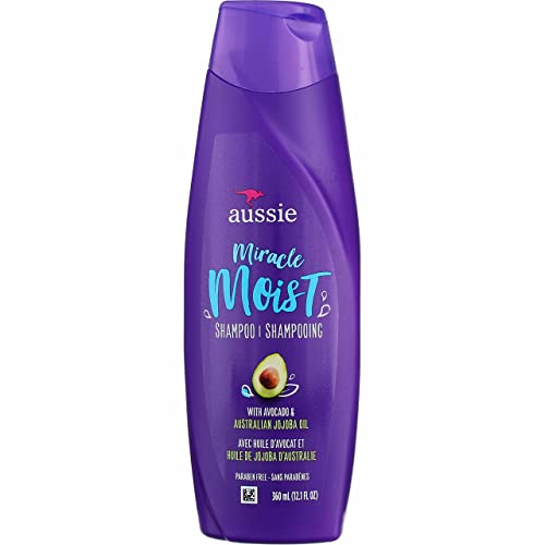Aussie Miracle Moist Shampoo 12.1 Ounce With Avocado & Jojoba Oil (360ml) (3 Pack)