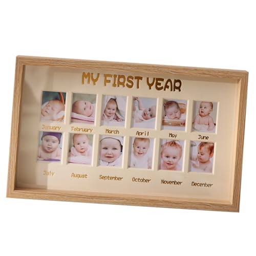KOMBIUDA Baby Growth Picture Frame First Year Photo Holder 12 Milestone Frame Unique Design Fun Eye-catching Home Dec