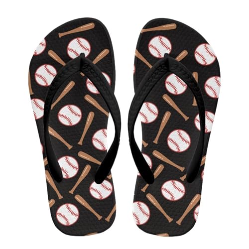 Cndexd Boys Fashion Flip Flops Baseball Thong Sandals, Non-Slip Lightweight Beach Shoes for Bathroom Shower Beach