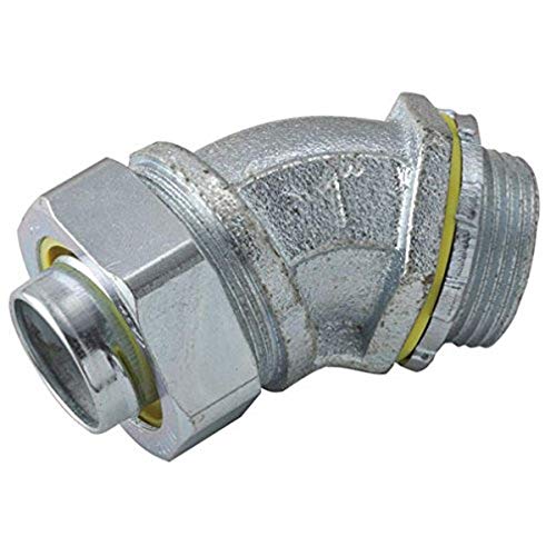 Hubbell-Raco 3444 Liquid Tight Connector, Steel, 45 Degree, 1
