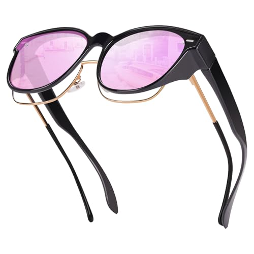 Lunettes de soleil fit over polarisées œil de chat haute protection UV400 traitement AR