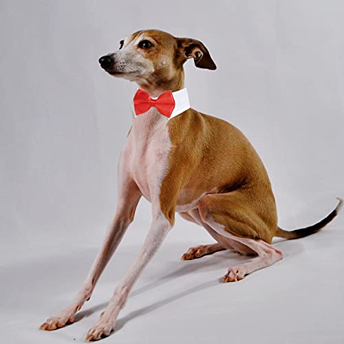 Image of Dog Bowtie, KOOLMOX Dog Bow Tie Handcrafted Adjustable Formal Pet Red Bowtie Collar Neck Bow for Dogs Medium to Large Boy Tuxedo Collar Pet Wedding Birthday Gift