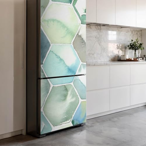 Vinilo para nevera de 70x190 cm con diseño de acuarela hexagonal para decoración de cocina 4