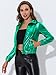 Allegra K Women's Holographic Shiny Party Christmas Long Sleeve Lightweight Zipper Metallic Jacket Medium Green