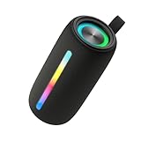 ABEAUROOSE Portable Bluetooth Speaker with Colorful Flashing Lights, Outdoor Wireless Speaker Suitable for Party, Home, Travel (Black & Brown)