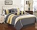 Chezmoi Collection 7-Piece Sunvale Yellow Grey White Comforter Bedding Set (Queen)