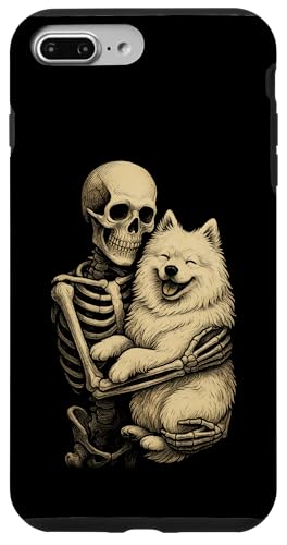 Skeleton Hugging Dog Samoyed Funny Halloween Case for iPhone 7 Plus/8 Plus