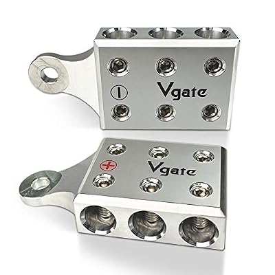 Vgate 6x1/0 AWG Gauge Post Battery Terminals, for Lithium or AGM Lead Acid Battery with Bolt Down Ends or Threaded Studs, M8 or 5/16-18