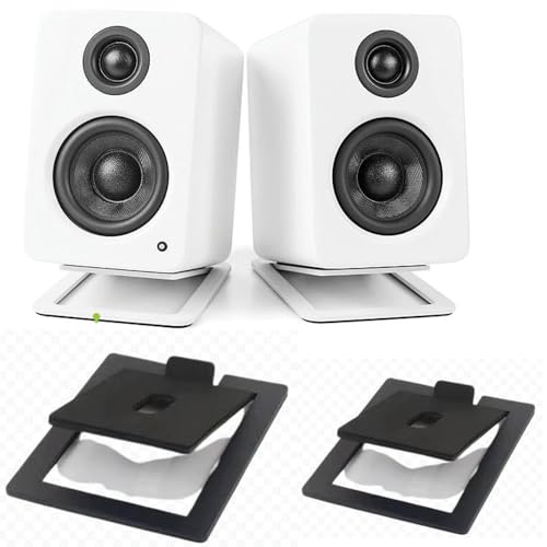 Coyktonty Desktop Speaker Stand 1 Pair,Tilted Desktop Speaker Stands for Small Speakers?Desk Audio Stand for Bookshelf, Laptop Speaker (Black Solid)