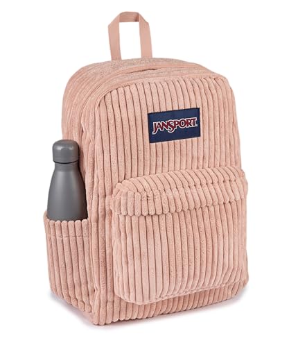 Image of JanSport Superbreak Plus FX Backpack - Work, Travel, or Laptop Bag with Water Bottle Pocket - Surreal Corduroy Misty Rose