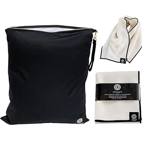 X Large Antimicrobial Wet Bag & Organic Towel Set Inhibits Bacteria And Odor From Gym Clothes, Swimsuits And Travel Laundry #TOP6