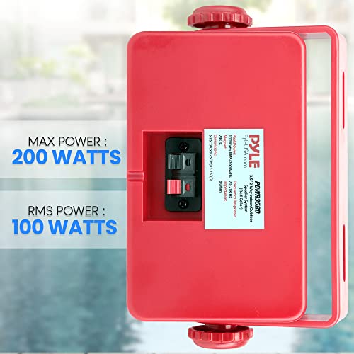 Image of Pyle Indoor Outdoor Speakers Pair - 200 Watt Dual Waterproof 3.5 inch 2-Way Full Range Speaker System w / 1 /2 inch High Compliance Polymer Tweeter - in-Home, Boat, Marine, Deck, Patio, Poolside (Red) -PDWR35RD