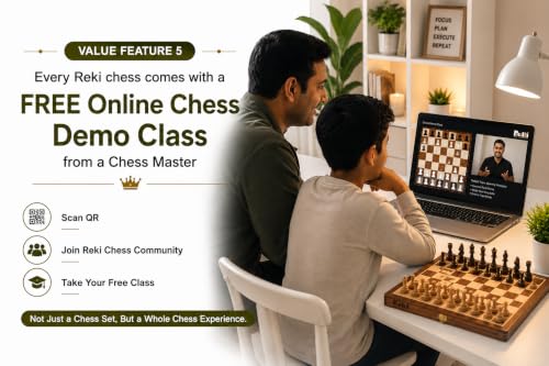 Image of Classic - 14x14 Inch Wooden Chess Board with Chessmen | Magnetic Folding Chess Set with Storage | Travel Friendly Board Game for Kids & Adults