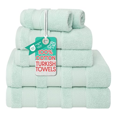 American Soft Linen Salem Türkisches Badetuch-Set, 100% Baumwolle, 600 GSM, 6-teiliges Handtuchset für das Badezimmer, 2 Badetücher… – Ansicht 1