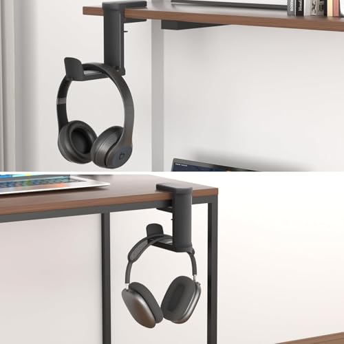 Image of DeskPro K6 Headphone Hanger Hook | Adjustable Clamp Mount Under Desk Headset Holder for Gaming & Office | Space-Saving Universal Headphone Stand for Table Edge - Black