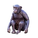 IDYL Bronze-Skulptur Schimpanse | 15x9x12 cm | Tierfigur aus Bronze handgefertigt | Wetterfest
