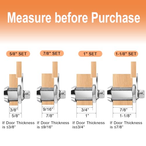 Image of Cam Lock RV Locks for Storage Door 1inch RV Compartment 4PCS Keyed Alike,Trailer Replacement Set with Keys, Chrome Finish (4, 1 Inch)