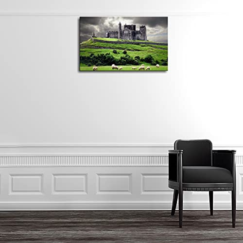 Ireland Cashel Castle Canvas Wall Art For Living Room Bedroom Landscape Prints Posters Pictures Printing Decor With Framed 20"X12" #TOP3