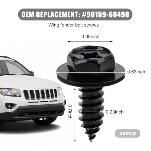 Image of 20PCS Fender Liner Screw Bolt, Bumper Cover Splash Shield Mud Guard Screws Replace #90159-60498, Auto Front Fender Liner Bolts for Camry Prius Tacoma Tundra Highlander ES GS