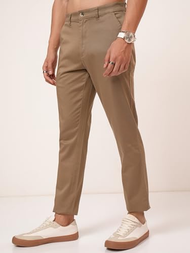 Image of Highlander Men's Slim Fit Formal Trousers | Ankle Length |Smart Trousers for Men | Chino Trousers for Men|Elegant Design | Comfortable Fabric for Daily Work & Formal Occasions
