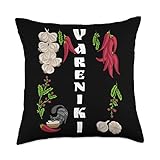 Vareniki Funny Ukraine Food Cute Ukrainian Vyshyvanka Style Throw Pillow