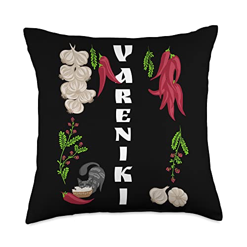 Vareniki Funny Ukraine Food Cute Ukrainian Vyshyvanka Style Throw Pillow