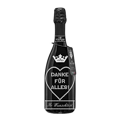 Geschenk personalisiert Prosecco Flasche 0,75l mit Strass verziert Motiv: DANKE FÜR ALLES Cover