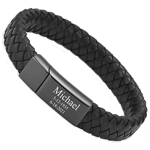 Personalized Cremation Jewelry Urn Bracelet for Ashes -Women Men Memorial Braided Leather Urn Bracelet for Human Ashes Keepsake Cuff Bangle