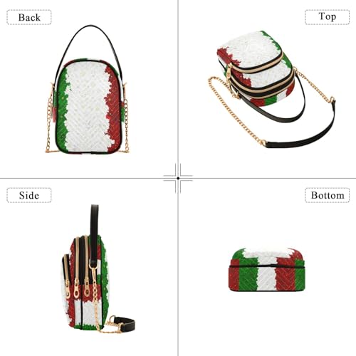 SUABO Crossbody Bag for Women, Italian Flag with A Flowering Pattern Phone Purse Detachable Chain Bag Shoulder Handbag Wallet4