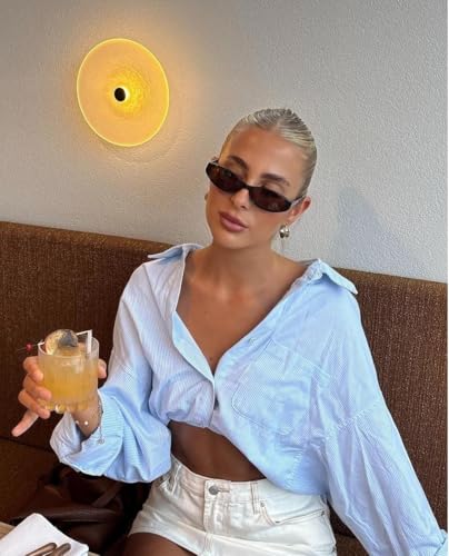 Retro Oval Sunglasses for Women Men Y2k Narrow Cat Eye Sunnies Skinny Shades AR822992