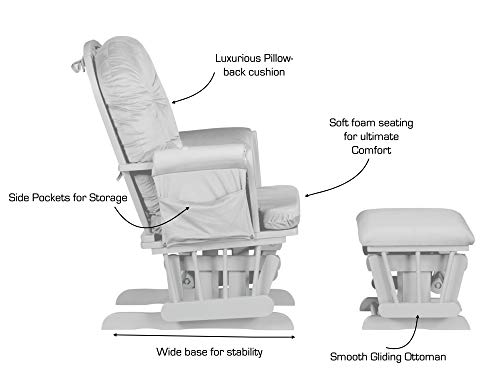 Suite Bebe Carson Glider And Ottoman In White Wood And Woven Gray Fabric #TOP6