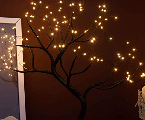 image for FuChsun Bonsai Tree Light 108 LED Warm White Shimmer Black Branches Ba